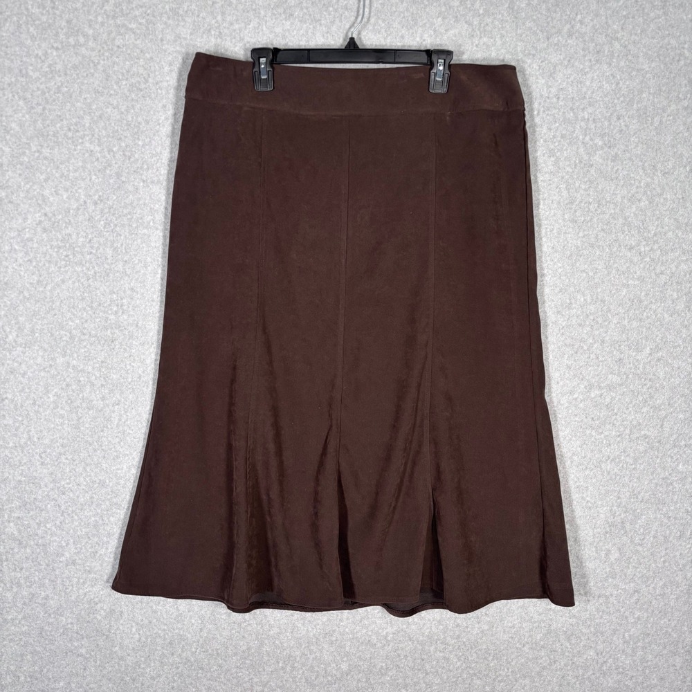 Dressbarn Faux Suede Midi Sz 16 Flutter‎ Modest Neutral Cottage Western Academia